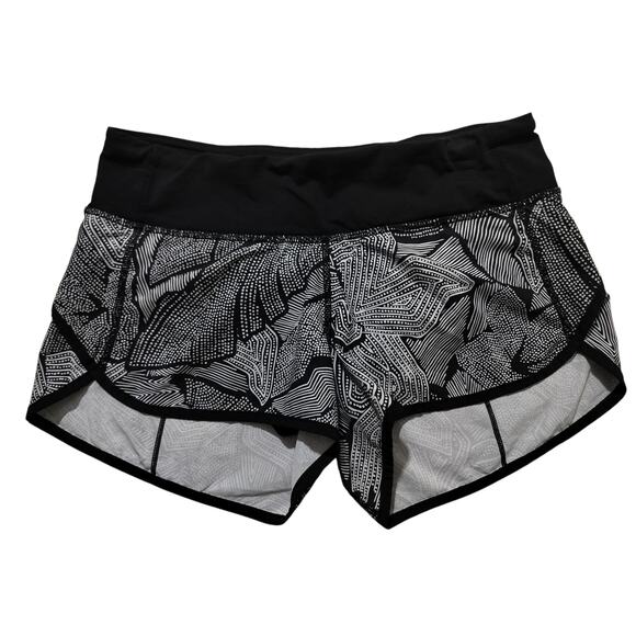 Lululemon womens Speed‎ Short 2.5" black white shorts size 4 - Picture 2 of 11